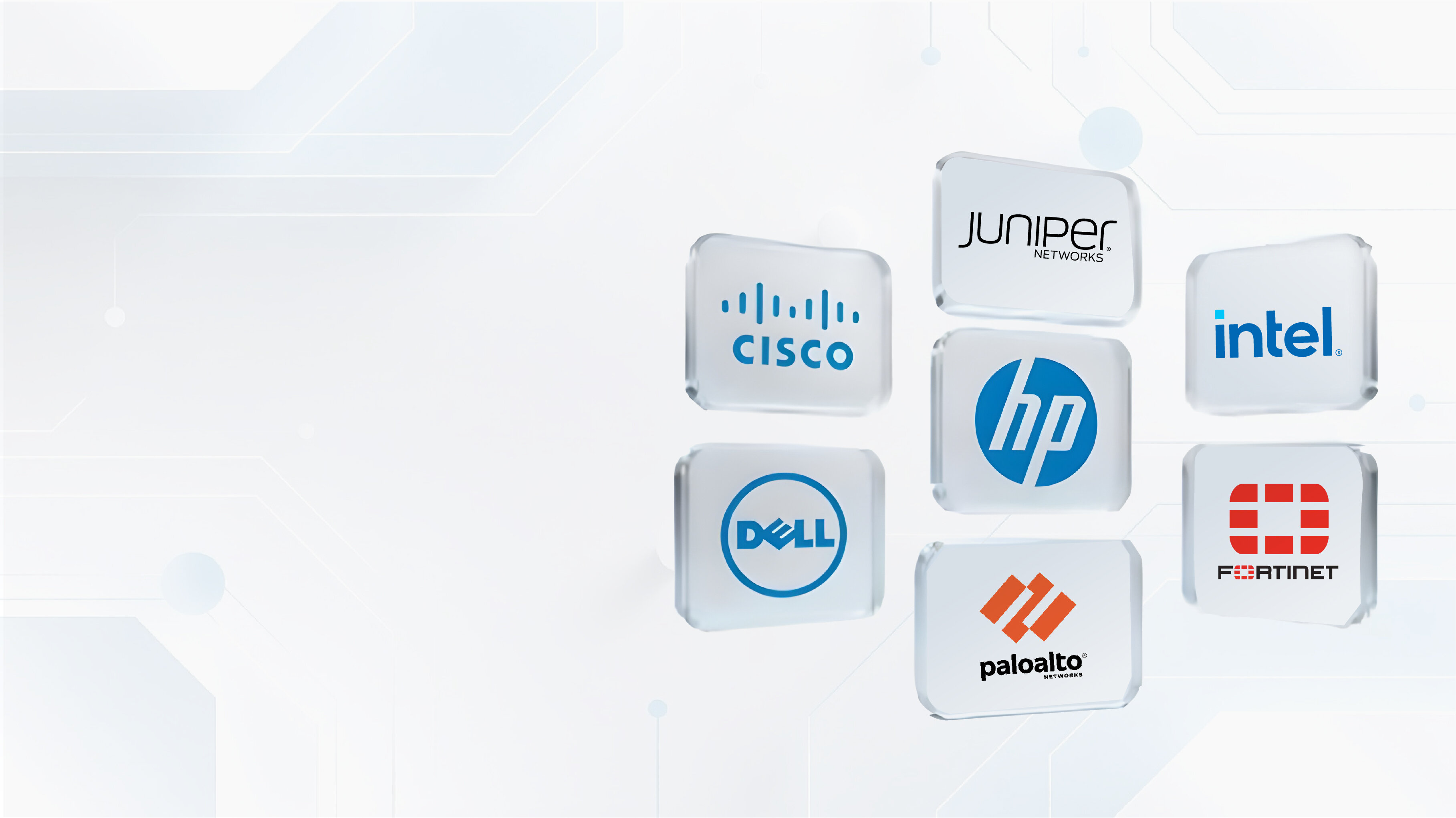 Netzwerkhardware führender Hersteller wie Cisco, Juniper, HP, Dell, Intel und Fortinet