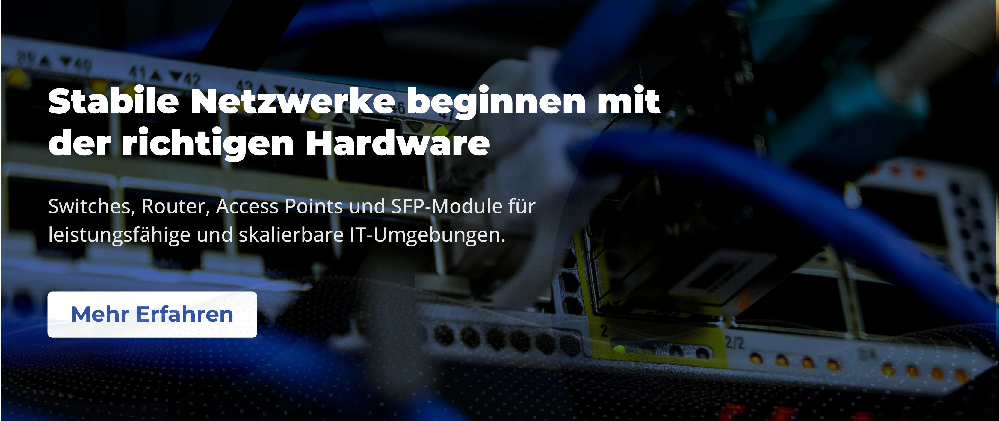 Netzwerk-Switch mit Ethernet-Kabeln für leistungsfähige Unternehmensnetzwerke