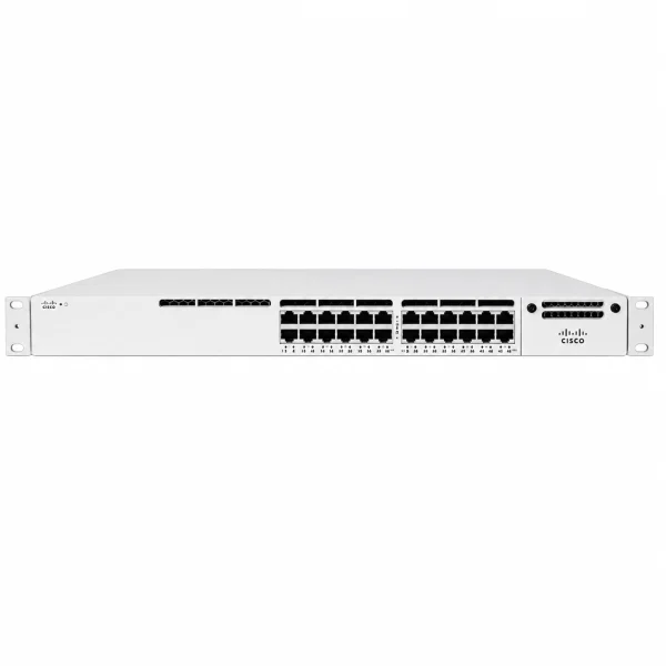 Cisco Meraki MS390-24P-HW cloud-gemanagter stapelbarer Layer-3-Access-Switch (24× 1G-RJ45 (PoE) + modularer Uplink-Slot (Netzwerkmodul separat))