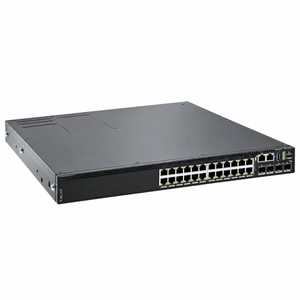 Dell N3224P-ON Managed Switch (L3) – 24× 1G RJ45 (802.3at PoE+) + 4× 10G SFP+ + 2× 100G QSFP28, 19-Zoll-Rackmontage (1 HE)
