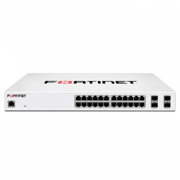 Fortinet FS-124F-FPOE Managed Switch (L2) – 24× 1G-RJ45 (PoE++) + 4× 10G-SFP+ (Uplink), 19-Zoll-Rackmontage (1 HE)