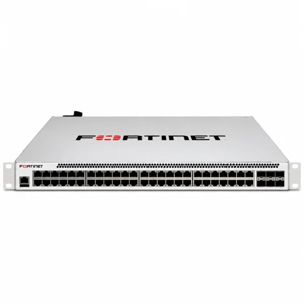 Fortinet FS-548D-FPOE Managed Switch (L3) – 48× 1G-RJ45 (PoE+) + 4× 10G-SFP+ + 2× 40G-QSFP+ (Uplink), 19-Zoll-Rackmontage (1 HE)